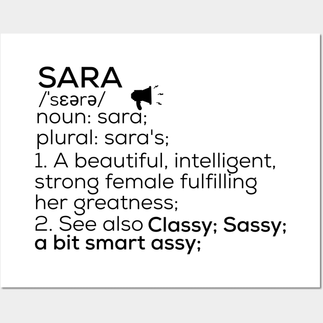 Sara Name Definition Sara Female Name Wall Art by TeeLogic